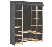 (grey) vidaXL Wardrobe Fabric Clothes Storage Cabinet Organiser Shelves Grey/White