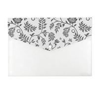 Grey Vintage Floral and Leaf Folder, Clear Plastic Folders, Small Folder, School Stuff File Wallets, A4 Expanding File Organiser A4 with Snap Button, Document Bag for School Office Home Travel