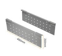 (Grey, W450mm) Kitchen Drawer Side Cover Perforated Sides Soft Close Medium Box Runner Square