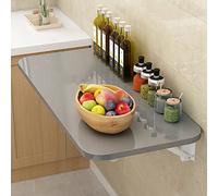 Wall Mounted Folding Table Drop-Leaf Table, Computer Desk Folding Dining Table Wall Mount Desk Floating Desk Folding Workbench For Home Bar Office Bedroom Kitchen Dining ( Color : Grey , Size : 100x40