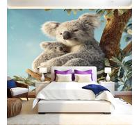 Grey Wall Mural Animal Koala Photo Poster Mural Wallpaper Non-Woven Premium Art Print Living Room Bedroom Nursery TV Background Home Decor 300 x 210cm