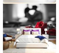 Grey Wall Murals for Living Room red Roses 3D Print Photo Wallpaper Luxury Design Modern Non-Woven Wall Mural Sofa TV Kids Bedroom Decoration 200 x 140cm
