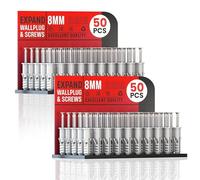 Grey Wall Plug and Screw Set(50 x 2 Masonry Screws, 50 x 2 Expansion Anchor Bolts), M6 M8 Wall Plugs and Screws, for Brick 8mm Concrete Drywall Self Tapping Screw (8mm)