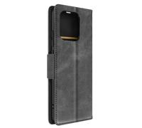 Grey Wallet Case in Faux Leather with Video Support for Xiaomi Redmi 12C.