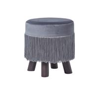 Warwick Velvet Footstool with Legs Homescapes Grey One Size