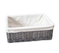 Grey Wash Willow Tray 41x14x30cm Large Cotton Lining Wicker Home Bathroom Display Storage