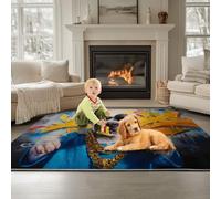 Grey Washable Area Rug for Living Room 120 x 180 cm, Animal French Bulldog Soft Touch Short Pile Style Carpet Area Rugs Non Shedding Short Pile Floor Carpet for Bedroom Dining Room