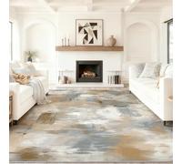 Grey Washable Rugs Living Room 160 x 230 cm, Abstract Rug with Soft Low Pile Vacuum Non Slip, Distressed Texture pattern Carpet for Lounge Bedroom Dining Room Home Office