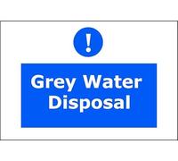 Grey Water Disposal | 20cm x 15cm | Blue - Vinyl Sign for Campsites, RV Parks, Outdoor Facilities, Environmental Waste Management