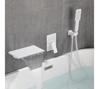 Grey Waterfall Bath Shower Mixer Tap Wall Mounted with Shower Head & Hose Set Stylish Large Waterfall Design for Contemporary Bathrooms LWX