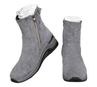 Grey Wedge Sneakers Boots Women Faux Suede High Top Platform Wedge Heel Ankle Boots Trainers with Side Zip Footwear Trendy UK 5.5 Clearance