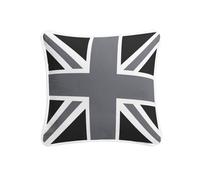 (Grey & White) 100% Cotton Union Jack Cushion Covers with Hollowfiber Cushion Pads for Home Sofa Garden Outdoor Size 45x45cm