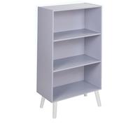 (Grey, White) 60cm Wide 3 Tier Bookcase Storage Cabinet Scandinavian Style Legs Dining Room Display