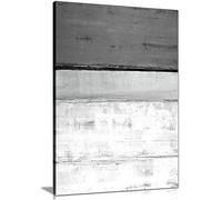 Grey White Abstract Portrait Painting Canvas Wall Art Picture Print (24x16)