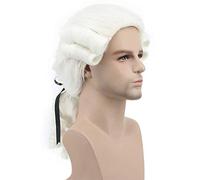 Grey White Black Lawyer Judge Baroque Curly Male Costume Wigs Deluxe Historical Long Synthetic Cosplay Wig For Halloween 980