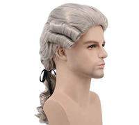 Grey White Black Lawyer Judge Baroque Curly Male Costume Wigs Deluxe Historical Long Synthetic Cosplay Wig For Halloween 828