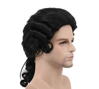Grey White Black Lawyer Judge Baroque Curly Male Costume Wigs Deluxe Historical Long Synthetic Cosplay Wig For Halloween 829
