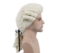 Grey White Black Lawyer Judge Baroque Curly Male Costume Wigs Deluxe Historical Long Synthetic Cosplay Wig For Halloween 827