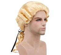 Grey White Black Lawyer Judge Baroque Curly Male Costume Wigs Deluxe Historical Long Synthetic Cosplay Wig For Halloween 830