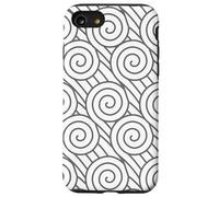 Grey White Geometric Swirl Abstract Pattern Design Case for iPhone SE (2020) / 7/8