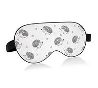 Grey White Hedgehogs Pink Hearts Seamless On White Eye Masks Cover Blocks Light Sleep Mask Shade Cover Blindfold Relaxing Eyeshade Cover with Adjustable Head Strap for Men Women Kids