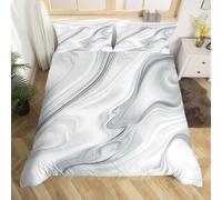 (Grey White, King(No Comforter)) Homewish Light Purple Marble Bedding Set Gold Abstract Fluid Marbling Duvet Cover For Men Women Bronzing Sequins Marble Grain Double Comforter Cover F