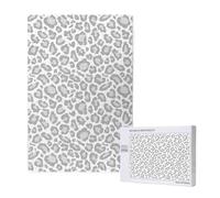 Grey White Leopard Print,1000 Pieces Wooden Jigsaw Family Game Jigsaw Puzzles for Adults Teens