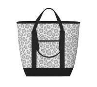Grey White Leopard Print,Lunch Bags Large Capacity Insulated Tote Bag for Women Men Work Picnic Travel