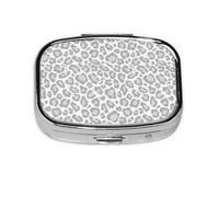 Grey White Leopard Print,Meta Pill Box 2 Compartment Medicine Case,Portable Organizer