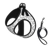 Grey White Leopard Print,Pet Harness,Adjustable Reflective Dog Harness,Pet Leash Vest,M