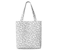 Grey White Leopard Print,Reusable Grocery Bags Shopping Tote Bags Large Capacity Canvas Shoulder bag