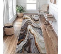 Grey White Marble Runner Rugs for Hallway 60x180, Modern Hallway Runner Abstract Marble Texture Pattern Carpet Runners for Kitchen Bedroom Living Room, Non Slip Long Rug, 373y&iu