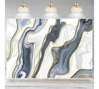 Grey White Marble Texture Backdrop Black Cracks Natural Textured Stone Photography Background Birthday Party Decoration Banner 240X180cm