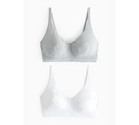 Grey & White Non-Wired Comfort Lounge Bra 2 Pack 32B
