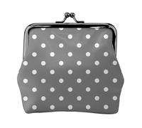 Grey White Polka Dots, PU Leather Coin Purse, Small Wallets, Change Pouch with Kiss Lock Clasp Buckle, Change Purse