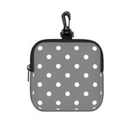 Grey White Polka Dots, Square Zipper Storage Bag, Neoprene Coin Purse, Small Wallets, Change Pouch, Change Purse