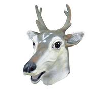 Grey & White Stag Deer Rubber Mask (Pack of 1) - Realistic Design, Perfect Accessory for Animal-Themed Events, World Book Day, Parties, & More Halloween Halloween
