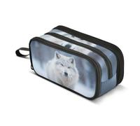 Grey White Wolf Pencil Case Boys Girls Pen Bag Pouch School Office Kids
