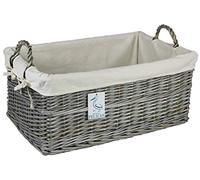 Grey Wicker baskets. Stylish Storage Solution. TIDY UP YOUR HOME - bedding, linen, clothes, toys, shoes and magazines. In bedrooms bathrooms and living rooms (Rectangle Lined 58cm)