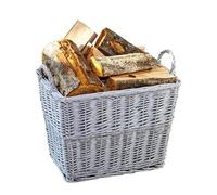 Grey Wicker Log Basket Rectangular Wood Fireplace Throws Linen Toy Home Storage
