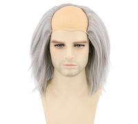 Grey Wig for Men Bald Forehead Cosplay Benjamin Franklin for Party Fancy Dress