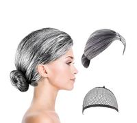 Grey Wig, Granny Wig for Women, 2-Piece Set with Free Hair Net, Perfect for Role Play, Halloween Parties, Christmas Celebrations, Concerts, Daily Use