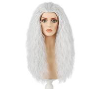 Grey Witch Wig Old Lady Wig for Women Long Curly Silver Gray Funny Wigs for Costume Party Halloween Cosplay