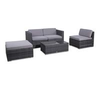 (Grey, With Cover) EVRE California 4 seater Rattan Outdoor Garden Set
