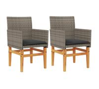 (grey, with cushion) vidaXL Garden Chairs with Cushions Outdoor Chair Poly Rattan and Solid Wood