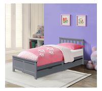 (Grey, With Lucy Mattress) 3ft Wooden Bedframe With 2 Pull Out Drawers Caramel Grey Or White