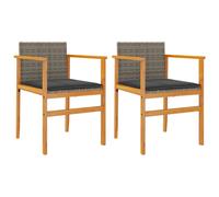 (grey, with pillow) vidaXL Garden Chairs with Cushions Outdoor Chair Poly Rattan and Solid Wood