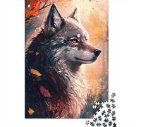 Grey Wolf 1000 Piece Jigsaw Puzzle Paper for Adults Autumn Forest Scene Focus and Relaxation 70x50cm/1000pcs
