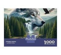 Grey Wolf Forest 1000 Piece Jigsaw Puzzle Paper for Adults Waterfall Nature Scene Puzzle Game for Family Relaxation Focus Gift 38x26cm/1000pcs