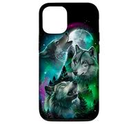 Grey Wolf Hunting in the Forest under Full Moon and Aurora Case for iPhone 12/12 Pro